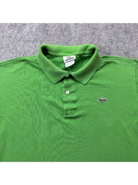 Lacoste Polo Shirt Men XL FR 6 Green Solid Pique Short Sleeve Classic Fit 45x25